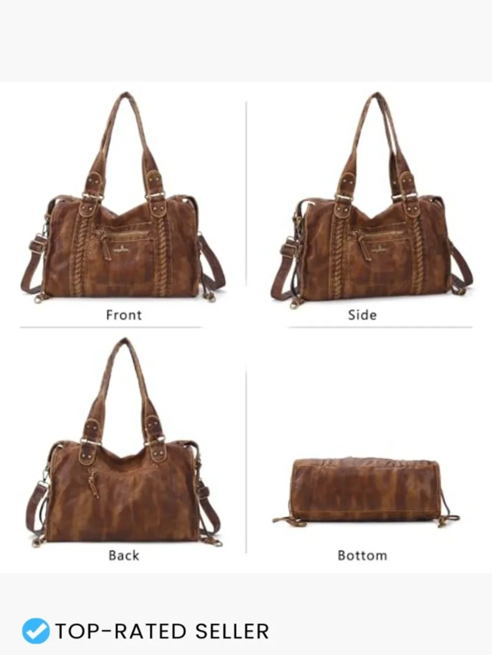 Women Vegan Leather Hobo Satchel Bag Large Tote Shoulder Handbag Retro Work